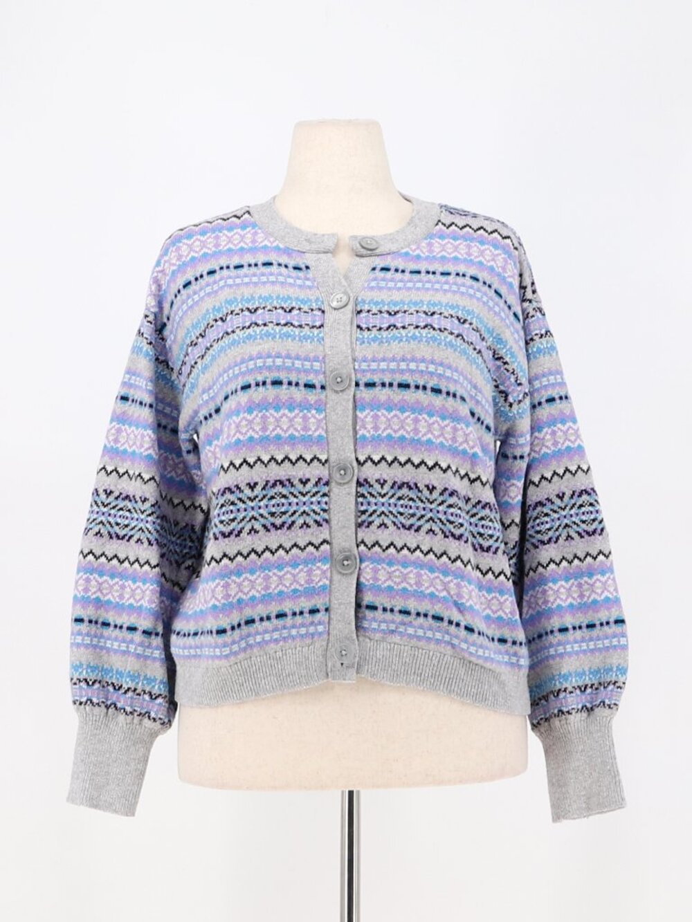 TALBOTS Fair Isle Crewneck Cardigan Sweater Size XL